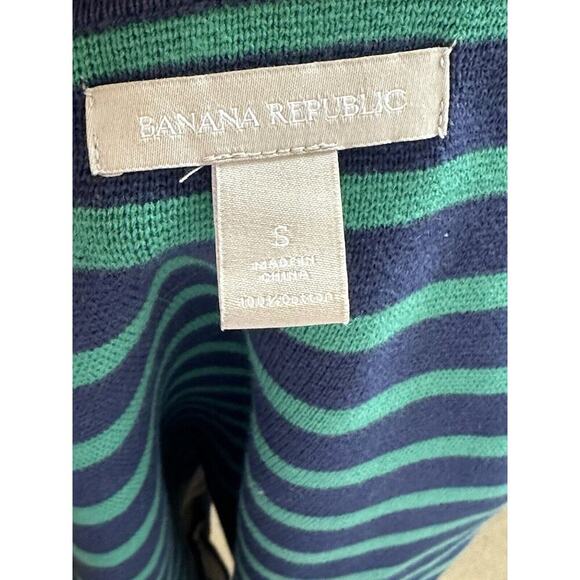 Banana Republic Navy Blue Green Striped Sweater Cardigan Jacket Blazer m w8 - Picture 7 of 7